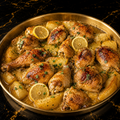 Grilled Chicken with Potatoes cooked in Lemon & Garlic