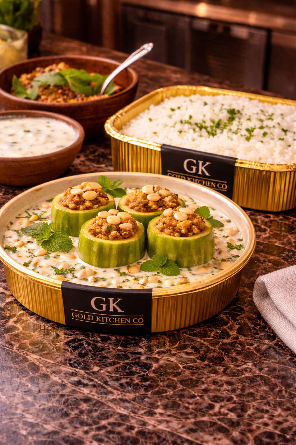 Zucchini With Meat Cooked  in Yogurt/Tomato & Rice (Koussa)