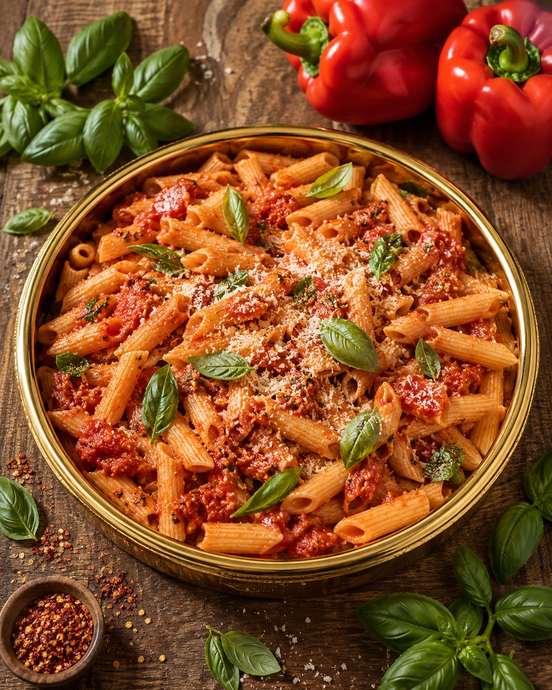 Penne Arrabiata w Parmesan on Side