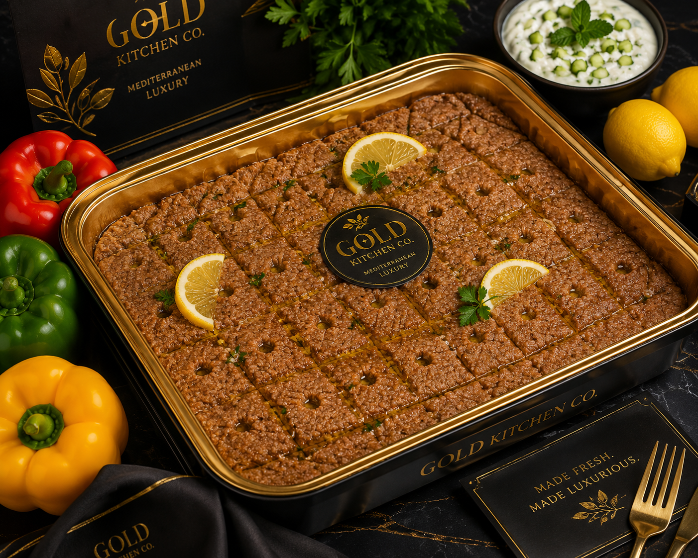 Golden-Baked Meat & Bulgur w Pine Nuts (Kebbe)