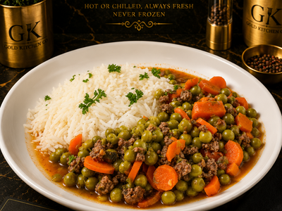 Cooked Peas with Carrots and Potatoes in Red Sauce Served with Rice — Order by 9 AM for Lunch | Order by 2 PM for Dinner