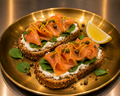 Smoked Salmon Toast w Goat Cheese, Lemon & Spinach (S only)