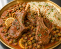 Slow-Cooked Lamb Cutlets w Okra, Lemon, Garlic & Coriander Serve With  Rice