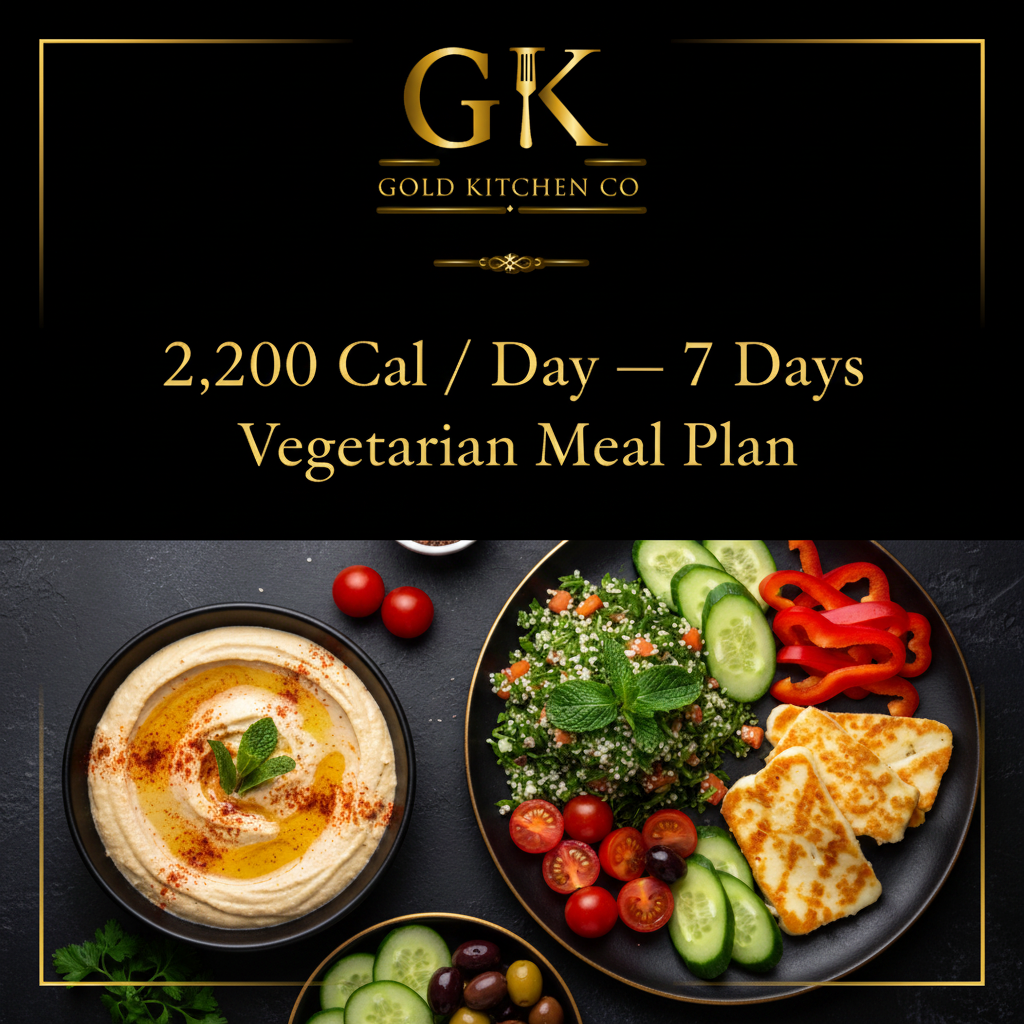 Gold Kitchen Co Vegetarian Meal Plan — 2,200 Calories Per Day — 7 Days