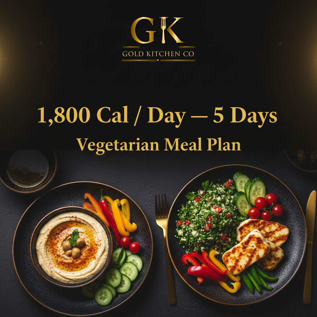 Gold Kitchen Co Vegetarian Meal Plan — 1,800 Calories Per Day — 5 Days