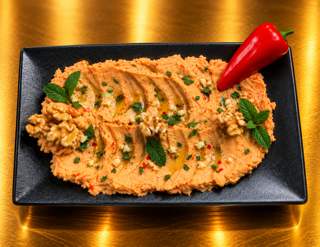 Vegetarian potatoes kebbe (Potato, Capsicum, Walnuts & Mint)