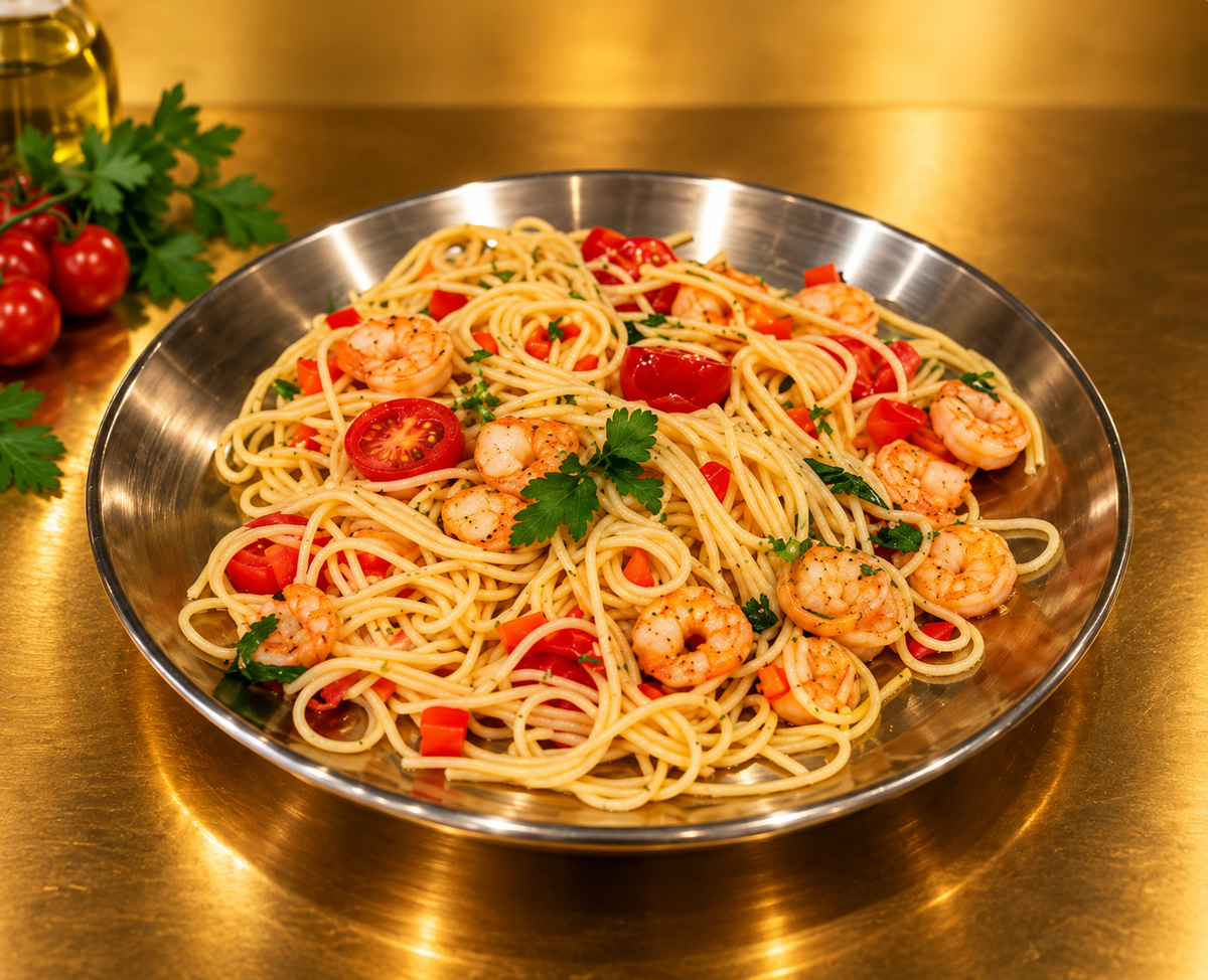 Garlic Prawn Pasta w Cherry Tomato