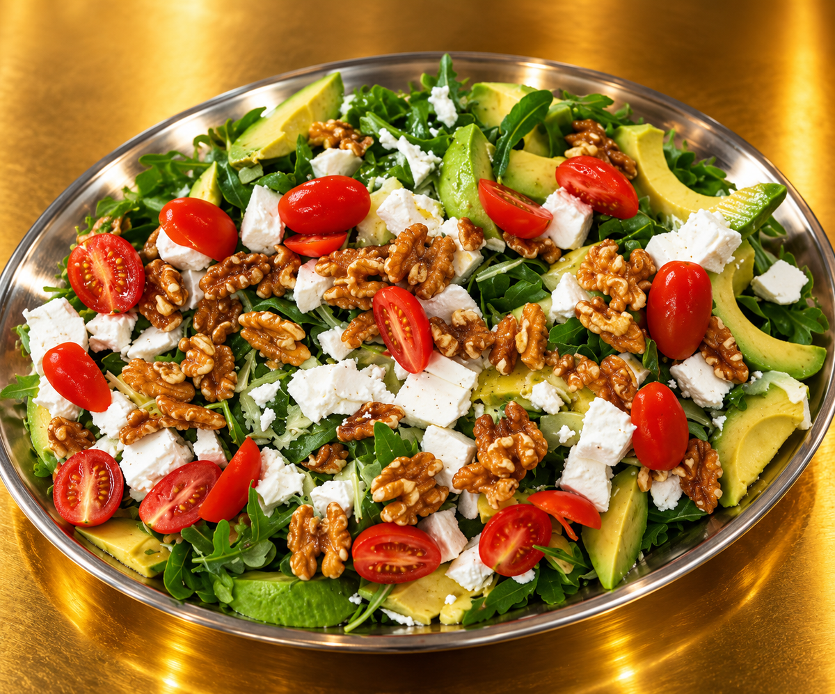 Rocket Salad w Fetta, Walnuts, Tomato, Avocado & Lemon Oil