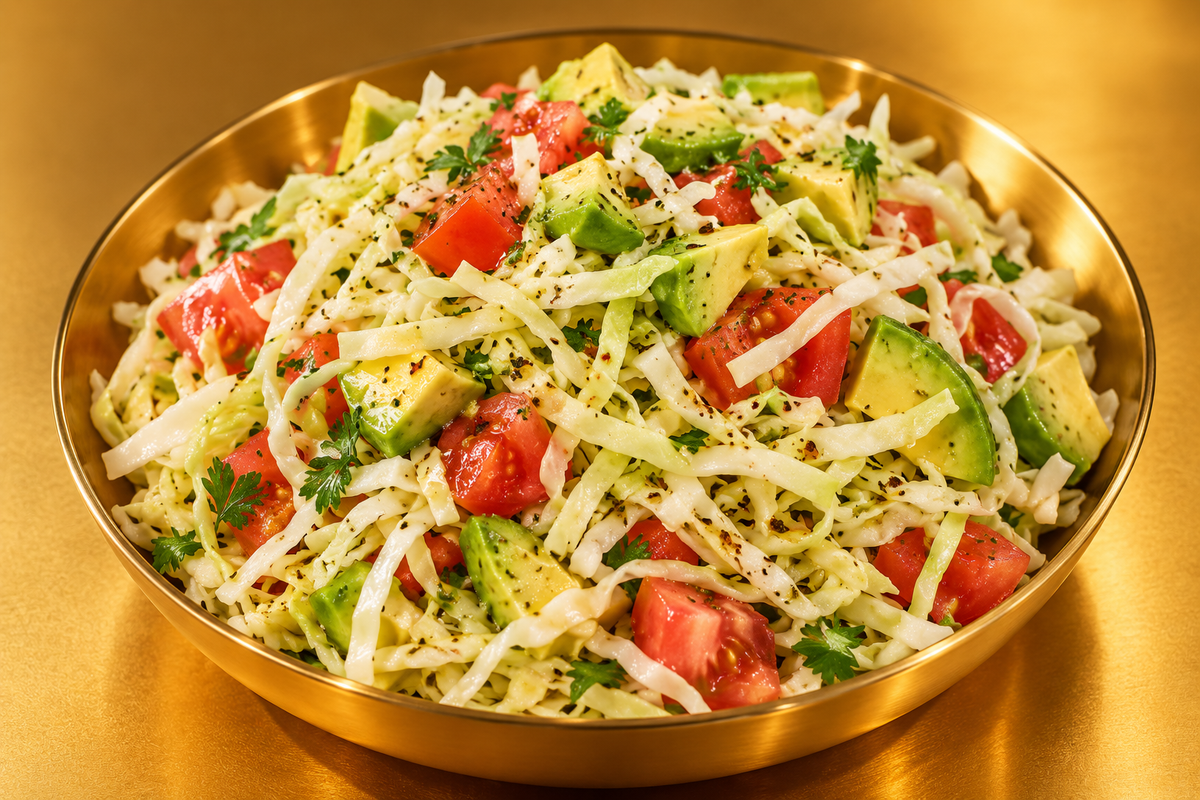 Cabbage Salad with tomatoes and Avocade