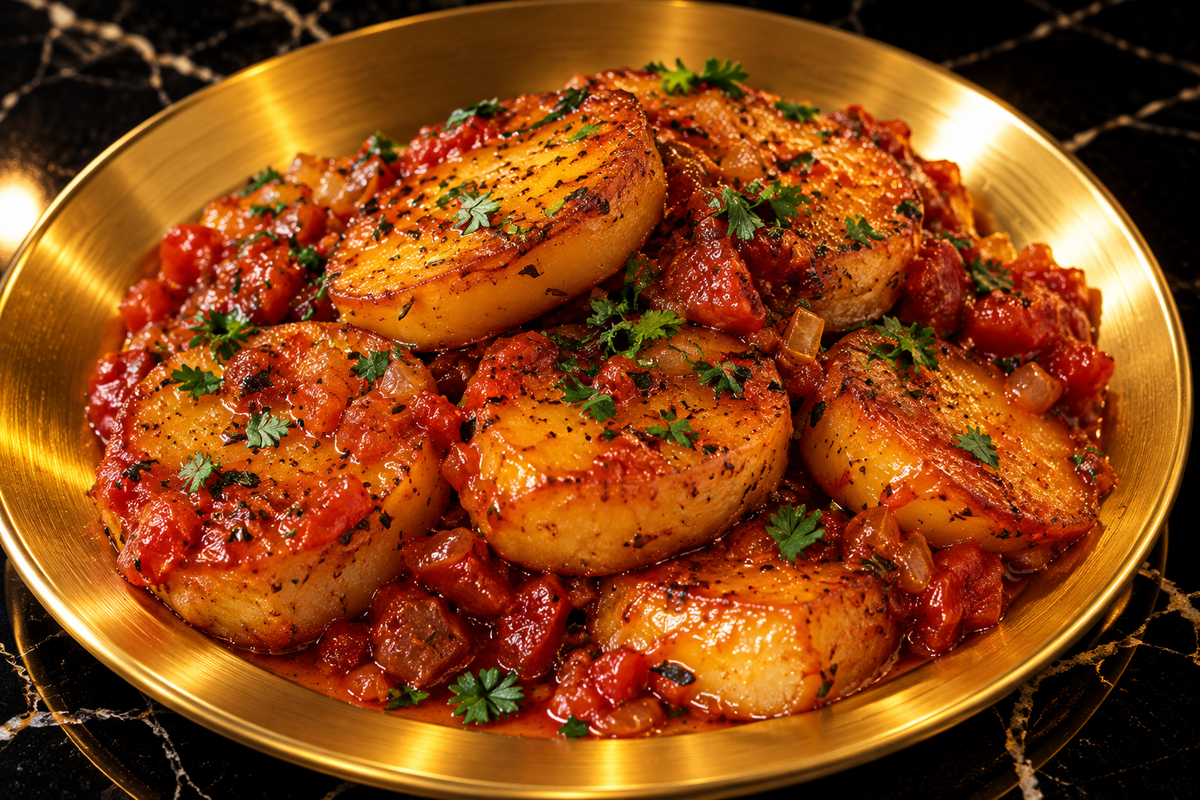 Batata Harra-Style Potatoes in Tomato Sauce
