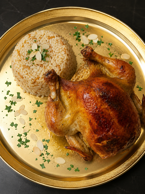 Oven Roasted Whole Chicken Stuffed w Rice, Onions & Walnuts (pre-order)